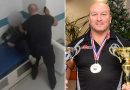Shocking moment powerlifting champion cop grabs woman who suffered PTSD and pins her to the wall as she screams for help | The Sun